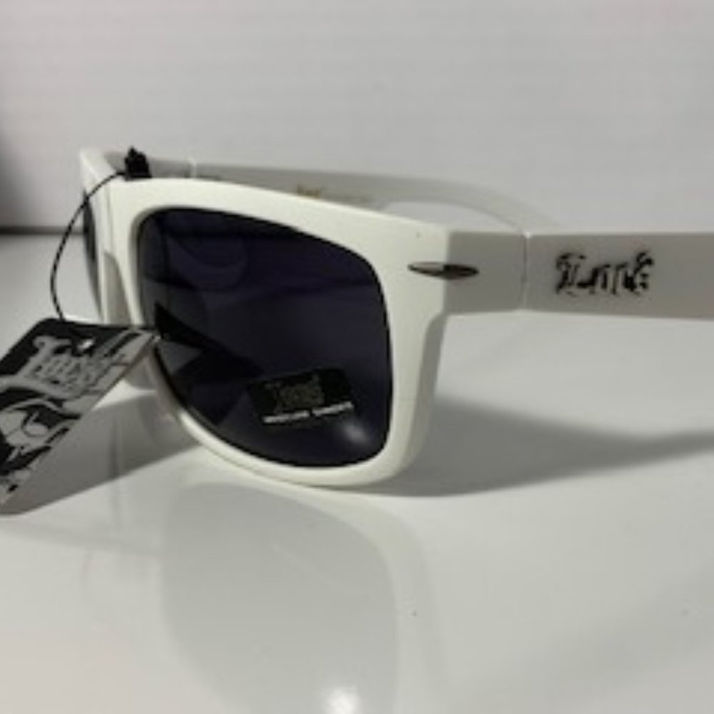 New Large OG Old School Locs Hip Hop Fashion White Frame Dark Lens Square Sungla